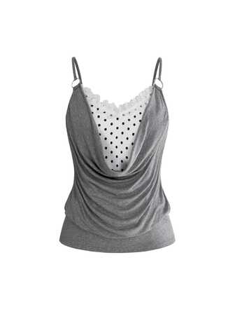 Sweetness Camisole et débardeur 2 en 1 à col bénitier à pois moderne pour femmes