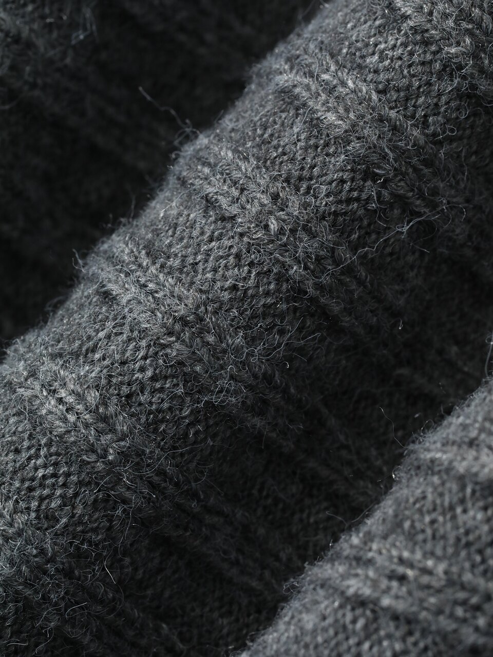 Women's Winter Grey Round Neck Button Cable Knit Long Sleeve Slim Fit Ribbed Cardigan