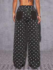 Rivivi Quần jeans nữ size lớn Festival màu nâu, không co giãn, họa tiết chấm bi, dáng ôm ống đứng - màu nâu - Xem 2