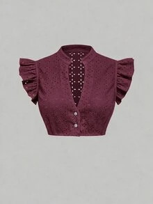 Fairmaia German Traditional Women's Pleated Casual Versatile Everyday Top - Burgundy - View 1