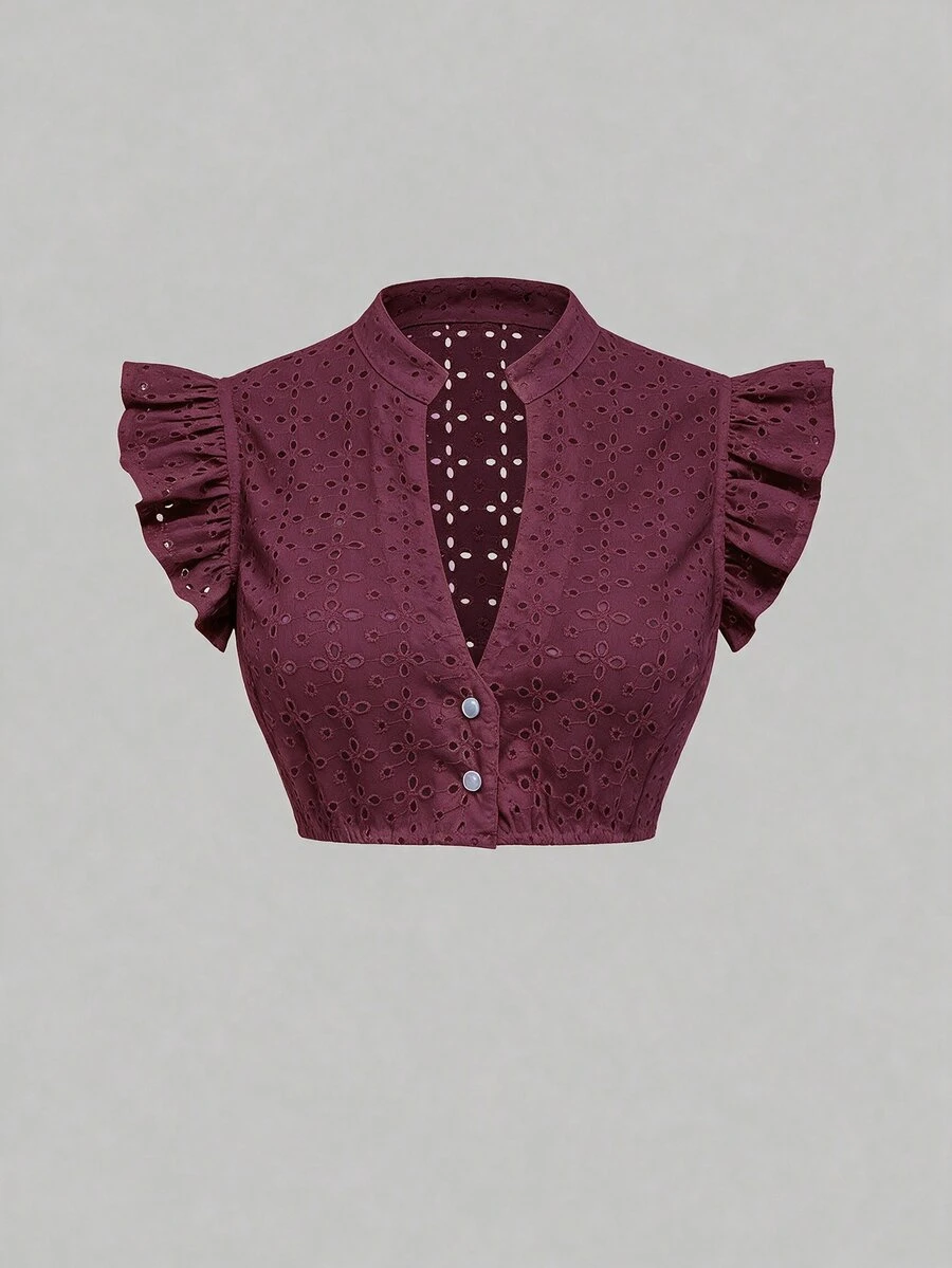 Fairmaia German Traditional Women's Pleated Casual Versatile Everyday Top - Burgundy - View 1