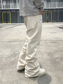 RivetRise Men's Casual Versatile Straight Leg Flare Denim Jeans With Pockets - Apricot - View 2