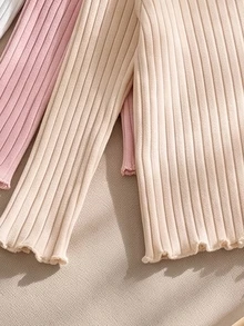 4pcs Baby/Toddler Autumn/Winter Cotton Ribbed Solid Color Ruffle Long Sleeve Tops, Cute T-Shirt Undershirts For Spring/Autumn, Versatile Fashion Tops - Multicolor - View 6