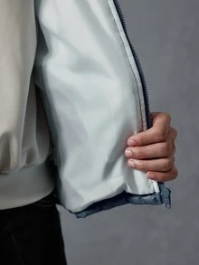 PAVTROS Áo khoác nam mùa đông casual màu trơn tay dài khóa kéo trước - Màu xanh lam - Xem 6