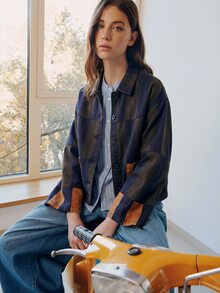 Nöista 印花領丹寧夾克，前襟鈕扣式開襟 - 彩色 - 查看 3