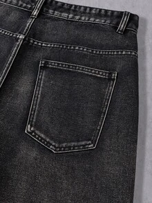 Manfinity Denimwave Men's Casual Denim Jeans With Pockets And Buttons For Daily Wear - Dark Grey - View 7