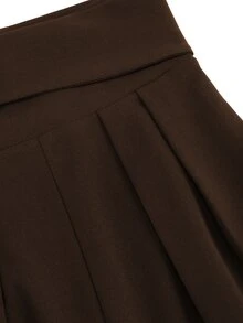 Sweetra 女款純色休閒百搭日常穿著長褲 - 咖啡棕 - 查看 4