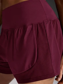 Powerista Women's Plus Size Solid Color Sports Shorts, Suitable For Running, Workout, Exercise, Yoga - Burgundy - View 5