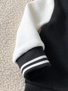 SHEIN 2pcs Newborn Spring/Autumn Fleece Baseball Outfit Set, Soft Skin-Friendly Baby Casual Cotton Sports Set - Multicolor - View 7