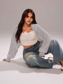 Rustia Women's Solid Color Casual Versatile Daily Wear Cardigan - Light Grey - View 7