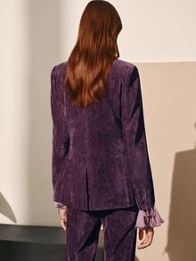 MOTF PREMIUM WOMEN'S VELVET ELEGANT FASHION COMMUTER BLAZER, AUTUMN/WINTER - Purple - View 8