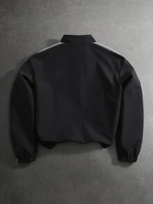 Manfinity Roughcore Men's Colorblock Long Sleeve Zip-Up Half-Placket Casual Jacket - Black - View 2