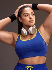 Powerista Women's Plus Size Front Closure High Impact Sports Bra - Biru - View 4