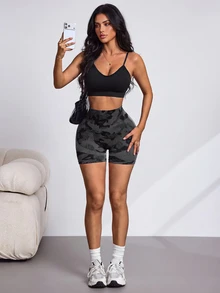Slayform Women's Colorblock Casual Versatile Daily Travel Sports Shorts - Black - View 7