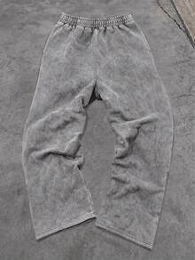 SHEIN Teen Boy Teen Boy Casual Street Style Distressed Patchwork Grey Washed Sweatpants - Grey - View 2