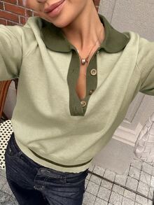 DAZY Women's Colorblock Pullover Sweater - Green - View 4
