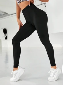 SHEIN Velisys Women's High Waist Daily Fitness Workout Leggings - Black - View 7