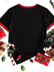 Chillumni Kaos oblong pria motif Natal "MERRY Christmas" warna hitam dengan kerah bulat. - MultiWarna - View 2
