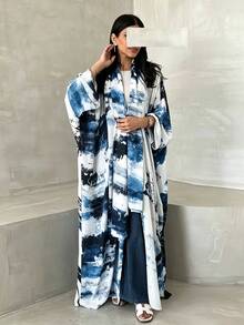 Yasmyna Gaun Panjang Arab Bermotif untuk Wanita - Navy Blue - View 2