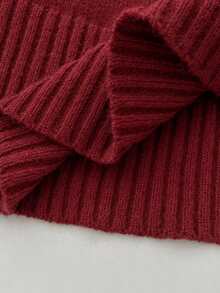 Elamini Women's Deep Brown Oversized Lapel Cross-Waist Tie-Up Sweater, Hot Girl Style - Burgundy - View 3