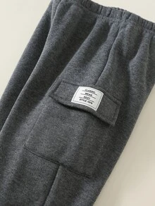 SHEIN 2件組男嬰秋冬休閒衛衣褲套裝，衛衣套裝，嬰兒套裝，秋冬套裝，運動套裝，灰色套裝 - 彩色 - 查看 6