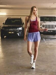 Aralina 2合1 運動背心與跑步短褲套裝 - 紫色 - 查看 10
