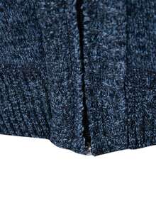Manfinity Homme Cardigan Rajut Hangat Kasual Lengan Panjang dengan Resleting Motif Geometris untuk Pria - Grey - View 4