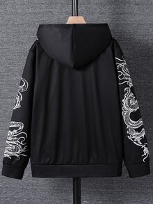 SHEIN Teen Boys Casual Comfortable Versatile Dragon Print Sweatshirt - Multicolor - View 2