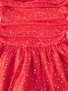 Tween Girl Ruched Off-Shoulder Elegant Fashion Dress - Red - View 5