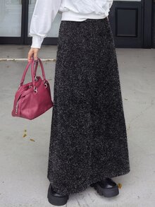 FRIFUL 女款秋季針織裙，適合約會、日常、度假、派對、日常出遊、聚會、戶外，黑色亮片休閒極簡風 - 黑色 - 查看 3