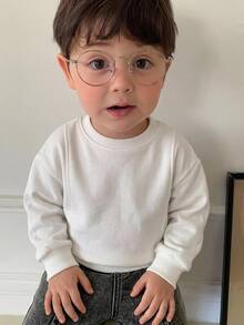 Hapijoa 嬰兒/幼兒（男孩）夏季圓領純色休閒短袖上衣 - 白色 - 查看 5