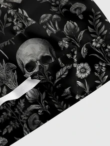 ROMWE Gothic Dark Forest Skull Gothic Pullover Sweatshirt Plus Size - Black - View 5