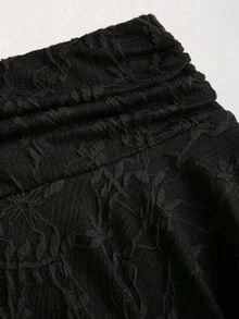 Sweetra Women's New Fashion Versatile Asymmetric Slanted Hem Design Lace Pleated Low Waist Asymmetrical Skirt - Black - View 6
