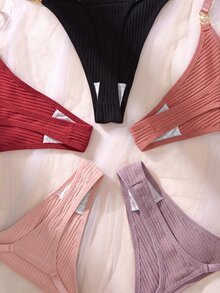 SHEIN 女款簡約多色丁字褲 5件組，適合夏季 - 彩色 - 查看 6