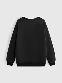 ROMWE Goth Plus Size Women Rabbit Pattern Casual Everyday Long Sleeve Sweater - Black - View 3