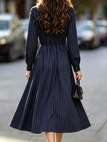 SHEIN Women's Striped Pleated Casual Party Travel Dress - Multicolor - View 2