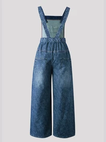 Girls' Cartoon Pattern Fun Letter Print Overalls, Fashion Back To School Item, Spring, Summer, Autumn Personalized Street Print Jumpsuit Overalls - Blue - View 2