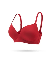 LUVLETTE Dream Curve Support+ Christmas Red Wireless Push Up T-Shirt Basic SizeFreedom Bra No Show Underwear Comfortable Must-Haves - Red - View 6