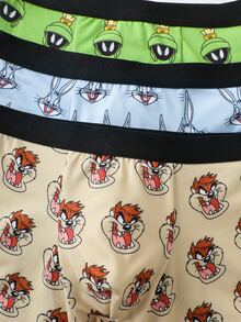 LOONEY TUNES X SHEIN سروال داخلي بوكسر كاجوال يومي بطبعة كرتونية للأولاد المراهقين - متعدد الألوان - مشاهدة 5