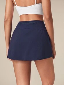 OutZeal Women Sports Skirt Gym Workout Tummy Control Built-In Short Back Pocket Summer Athletic Skirt - Navy Blue - View 6