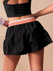 VARSIVA Women's Colorblock Casual Versatile Daily Travel Sports Shorts - Black - View 4