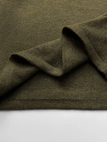 Maweii Plus Size Women's Off-Shoulder Lapel Collar Tassel Rivet Decor Cinched Cinched Waist Fashion Long Sleeve Sweater - Army Green - View 8