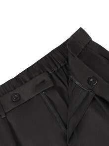 SLATEMANN Men's Black Plus Size Long Pants, Multi-Belt Loop Design, Loose Casual Minimalist Versatile Straight Leg Dress Pants - Black - View 6