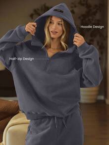 GLOWMODE Heavyweight Fleece Oversized Sweatshirt Jacket Thick Thermal Warm Winter - Iron Gray - View 4