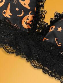 Notgurli 1 st dam-bh i spets med lekfullt Halloween-tryck - Multifärgad - Visa 5