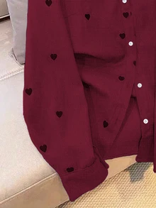 Linhara Large-Sized Woven Simple Commuting Casual Autumn Shirt - Red - View 6