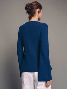 MOTF PREMIUM RED V-NECK CINCHED WAIST CARDIGAN SWEATER - Teal Blue - View 7