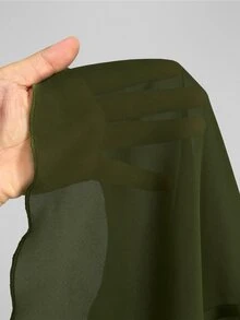 Sunspun Plus Size Spring/Summer Sheer Top & Fitted Drawstring Cami Dress 2 Pieces Set - Army Green - View 8