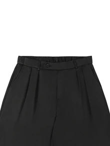 SLATEMANN Men's Black Plus Size Long Pants, Multi-Belt Loop Design, Loose Casual Minimalist Versatile Straight Leg Dress Pants - Black - View 4