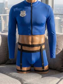 DrisQ DrisQ European & American Men's Sexy Tight Shorts Role Play Police Uniform 3-Piece Costume - Multicolor - View 1